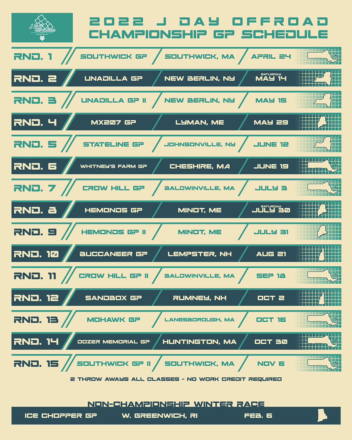 2022 GP Schedule Fox Racing J Day Offroad